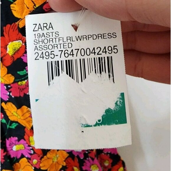 NWT ZARA Accesories Floral CROSSOVER WRAP DRESS Ruffle Size Large - Picture 5 of 7